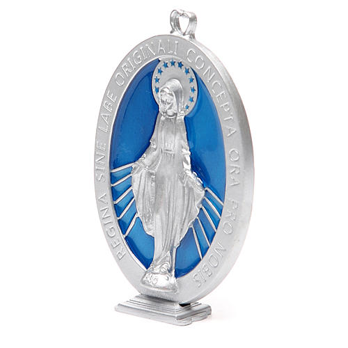 Médaille Vierge Miraculeuse galvanisée argent gris vieilli 12,5 cm 2
