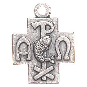 Anhänger, Kreuzform, mit PAX-Symbol, aus Zamak