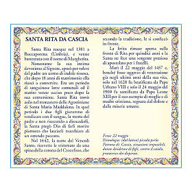 Saint Rita of Cascia medal with chain and card with prayer in ITALIAN