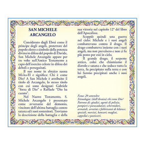 Saint Micheal the Archangel medal with chain and card with prayer in ITALIAN 2