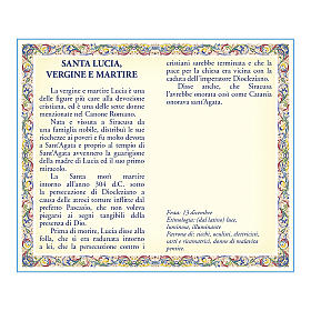 Medalha corrente cartão Santa Lúcia Oração ITA