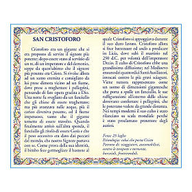 Saint Christopher medal with chain and card with prayer in ITALIAN