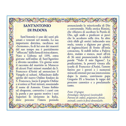 Saint Anthony of Padua medal with chain and card with prayer in ITALIAN 2