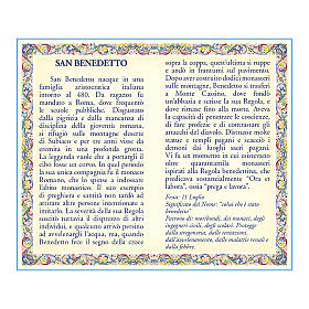 Saint Benedict medal with chain and card with prayer in ITALIAN