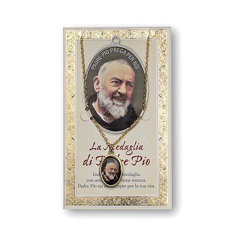 Kette mit Medaille und Karte mit Gebet des Heiligen Pio von Pietrelcina ITA 1