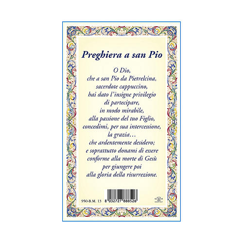 Médaille Chaîne Carte St Pio de Petrelcina prière ITA 3