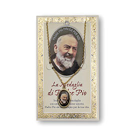 Medalha corrente cartão São Pio de Pietrelcina Oração ITA