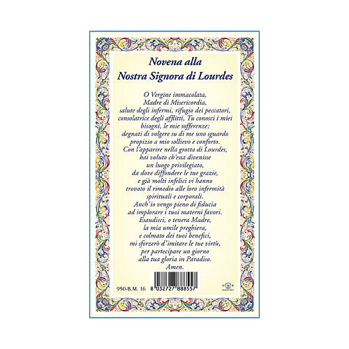 Our Lady of Lourdes medal with chain and card with Novena to Our Lady of Lourdes prayer in ITALIAN 3