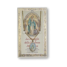 Medalla Cadena Cartulina Virgen Milagrosa Oración ITA