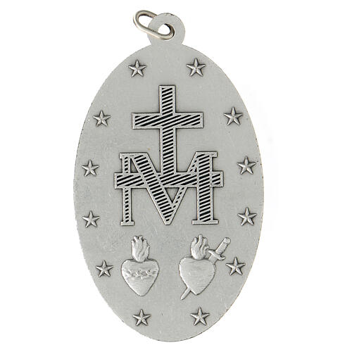 Medalla Virgen Milagrosa metal plateado 80 mm 2