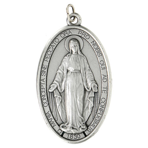 Medalha Nossa Senhora Milagrosa metal prateado 80 mm 1