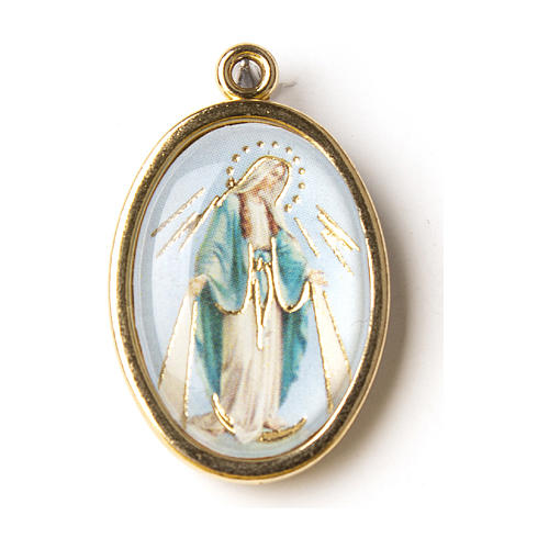 Our Lady of Miracles golden medal with image in resin 1