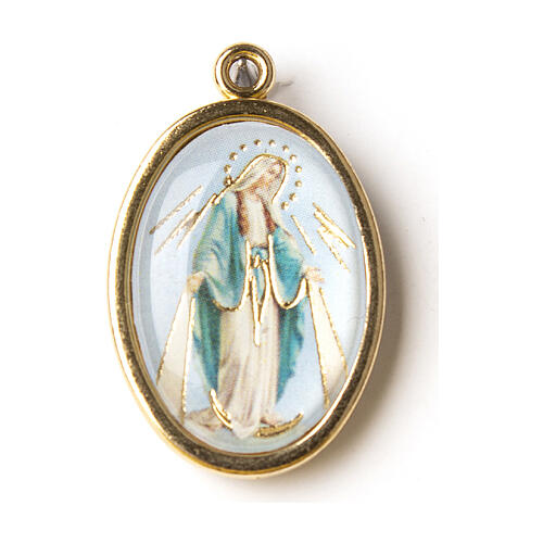 Medalha dourada com imagem resina Nossa Senhora Milagrosa 1