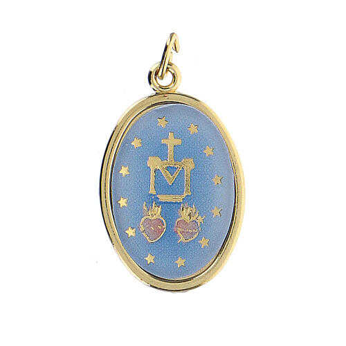 Our Lady of Miracles medal in golden silver with resin image 1