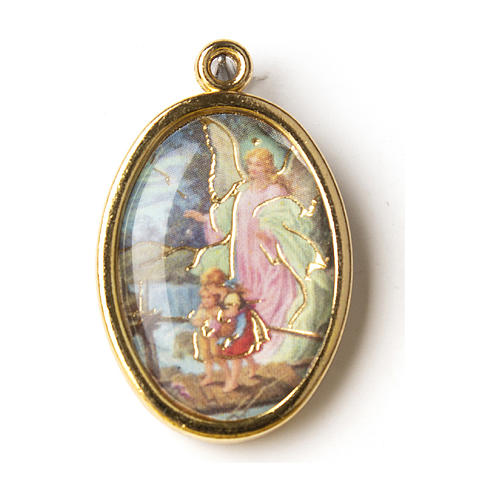 The Guardian Angel golden medal with image in resin 1