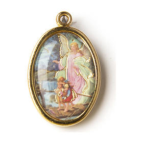 The Guardian Angel golden medal with image in resin