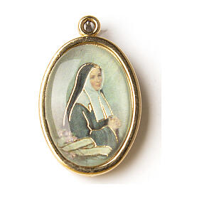 Medalha dourada com imagem resina Santa Bernadette