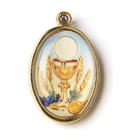 Médaille dorée avec image résinée Communion