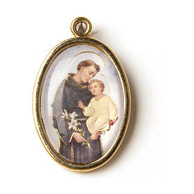 Médaille dorée avec image résinée St Antoine