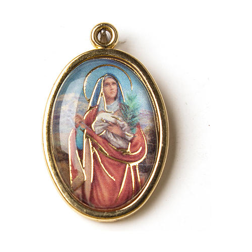 Saint Agatha medal in golden metal with resin image 1