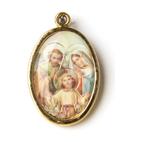 Holy Family medal in golden metal with resin image 1
