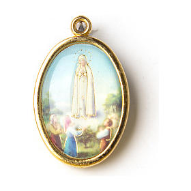 Our Lady of Fatima medal in golden metal with resin image
