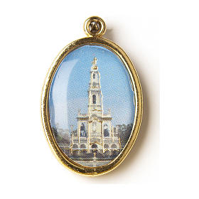 Medalla Dorada con imagen Resinada Santuario de Fátima