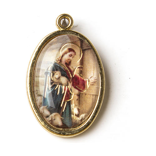 The Good Shepherd medal in golden metal with resin image 1