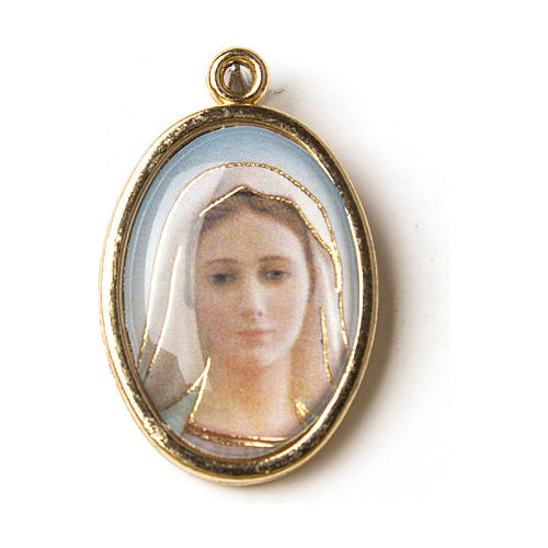 Our Lady of Medjugorje medal in golden metal with resin image 1
