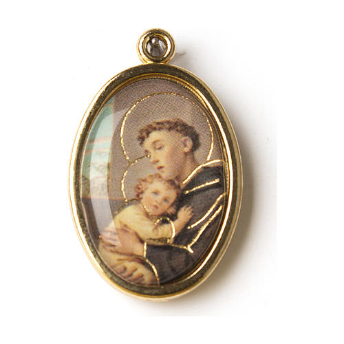 Saint Anthony golden medal with resin image 1