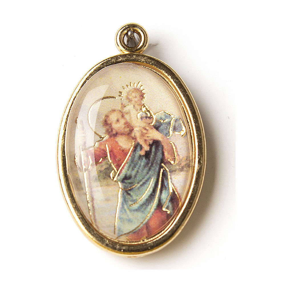 Saint Christopher golden medal with resin image [ME000335] - $ 1.49 ...