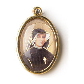 Vergoldete Medaille mit Harz-Bild der Heiligen Faustina