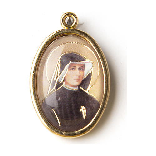 Saint Faustina golden medal with resin image 1