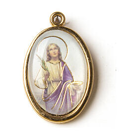 Vergoldete Medaille mit Harz-Bild der Heiligen Lucia