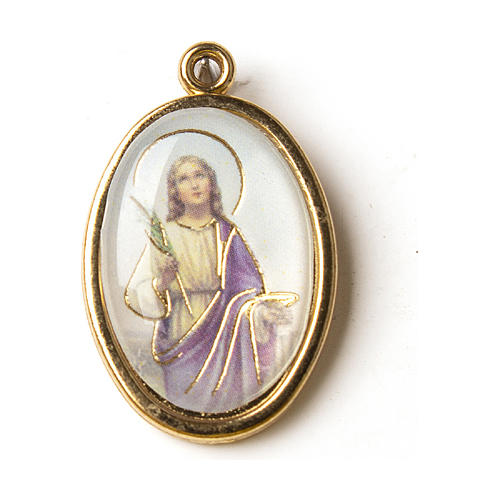 Medalla Dorada con imagen Resinada Santa Lucía 1