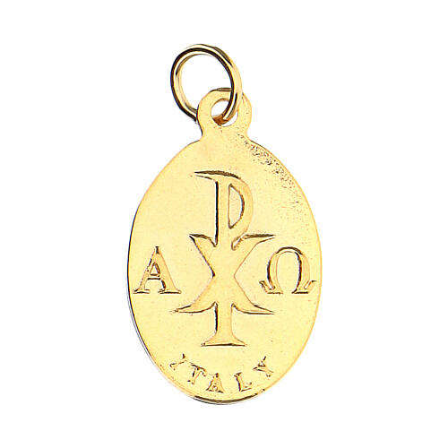 Kleine goldfarbige Medaille mit Symbol der Konfirmation, 2 cm 2