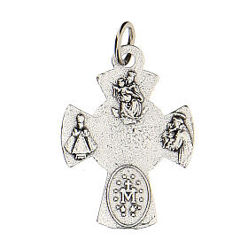 Kleine Medaille aus Metall in Form von Kreuz mit Symbol der Kommunion, 2 cm
