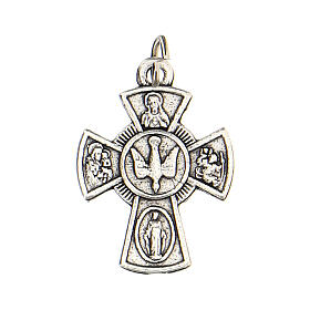 Kleine Medaille aus Metall in Form von Kreuz mit Symbol der Konfirmation, 2 cm
