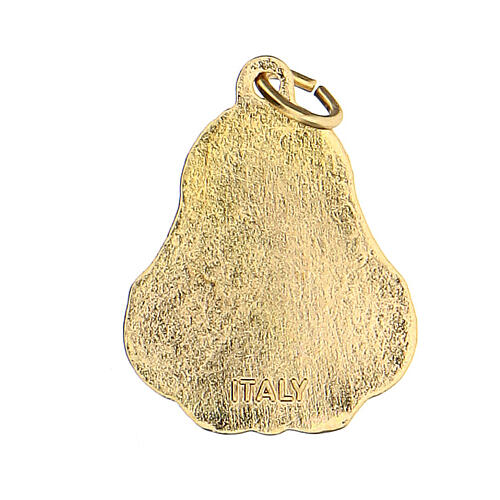 Kleine Medaille aus vergoldetem Metall mit weißem Emaillack und Symbol der Kommunion, 2 cm 2
