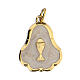 Gold metal medallion with white enamel for Communion s1