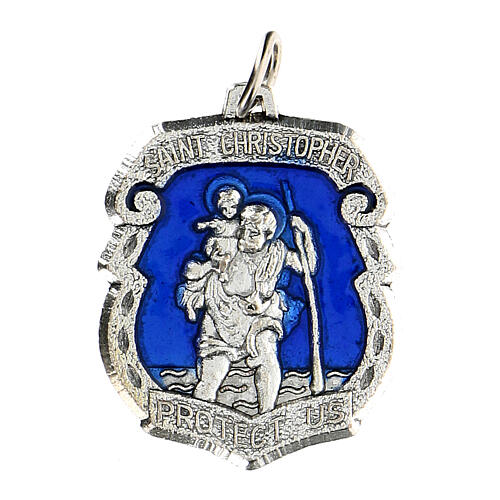 Devotional medal St. Christopher in metal ENGLISH LANGUAGE 3.5 cm 1