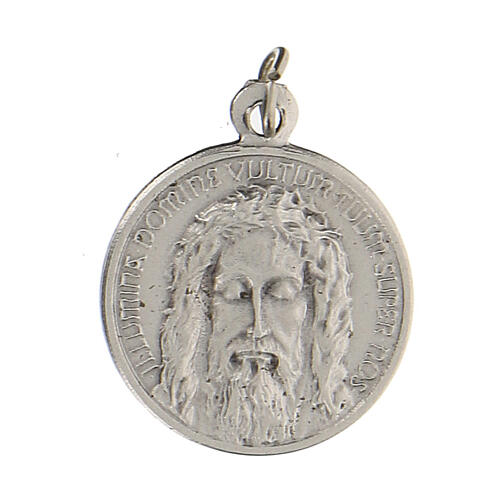 Medaille mit Jesus-Gesicht und Gravur auf Latein, 1,5 cm 1