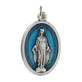 Miraculous Mary medal in relief with blue enamel 2.5 zamak
