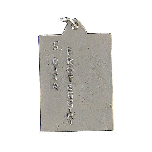 Médaille rectangulaire Sainte Rita protège-moi émail 2,5 cm 2