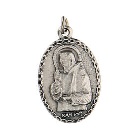 Ovale kleine Medaille aus Zamack mit Pater Pio, 2,5 cm