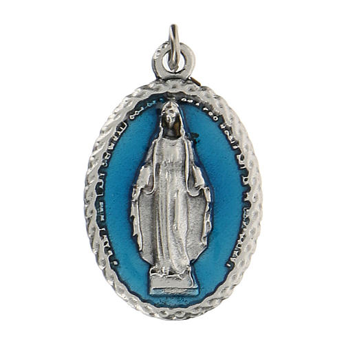 Medaglia ovale smalto azzurro Madonna Miracolosa 2,5 cm zama 1