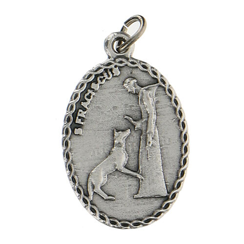 Ovale Medaille mit dem Heiligen Franz von Assisi und dem Wolf, 2,5 cm 1