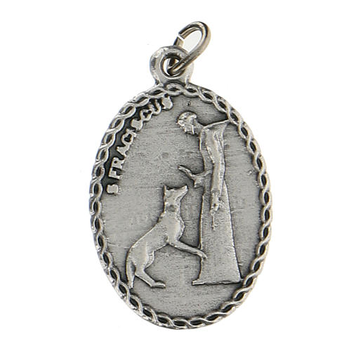 Medalha oval com São Francisco de Assis e o lobo 2,5 cm 1