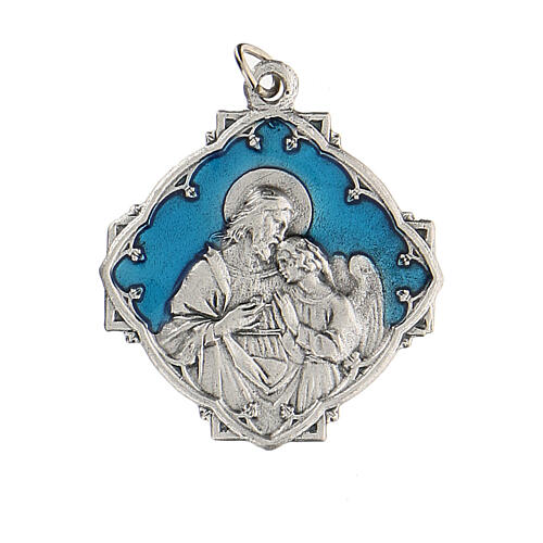First Communion medal, Jesus and Angel, enamelled, 3 cm 1