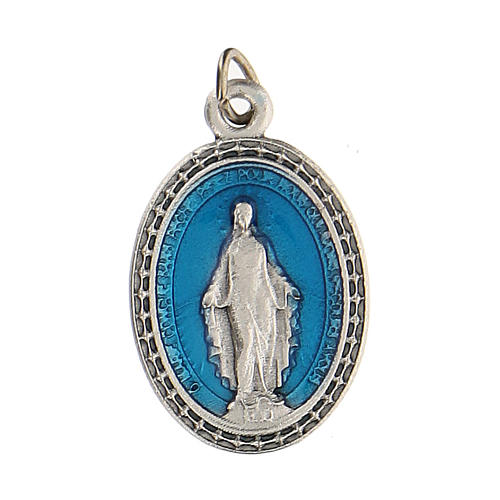 Medaglia azzurra con Madonna Miracolosa 2,5 cm zama 1